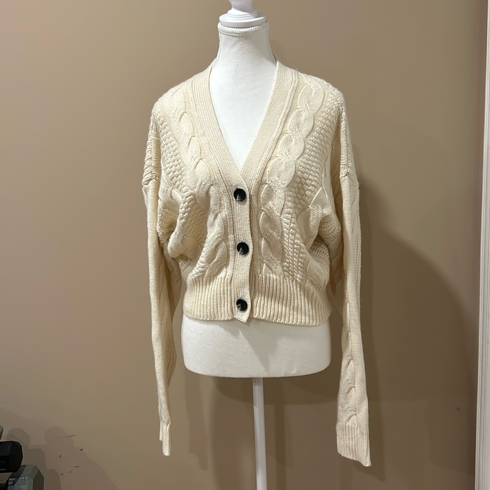 Love Tree Cream Cable Knit Button up Cardigan